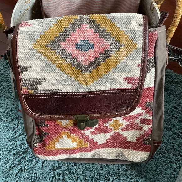 Myra Canvas Messenger Bag with Southwest Design - Picture 1 of 7